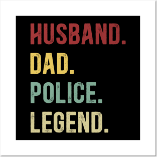 Police Funny Vintage Retro Shirt Husband Dad Police Legend Posters and Art